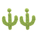 Bohemian Rice Beads Earrings Personality Creative Green Bead Cactus Stitchi P2V6