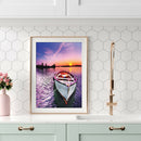 5D DIY Full Round Drill Diamond Painting Sunset Ship Cross Stitch Mosaic