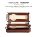 2 Grids PU Leather Travel Watch Storage Case Zipper Wristwatch Box Organize C2Y4