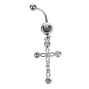 Surgical Steel Cross Dangle Navel Button Bar belly ring Piercing body jewel C3R7