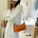 Solid Pleated Women Shoulder Bag PU Clear Chain Crossbody Handbag (Orange)