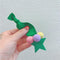 Star Pompom Hair Rope Women Ponytail Holder Elastic Rubber Bands (Green) A