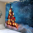 Christmas Tree Snowy Sky Wall Art Hanging Tapestry Dorm Bedspread Decor C