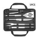5pcs BBQ Barbecue Tool Set Stainless Steel Grill Grilling Accessory With Case