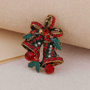 Retro Women Rhinestones Christmas Bell Brooch Xmas Party Alloy Jewelry Pins