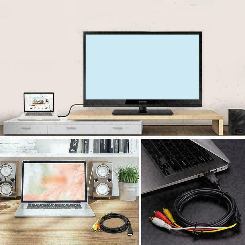 1080p HDMI Male S-video to 3 RCA AV Audio Cable Cord DVD For TV HDTV Adapte S2B3