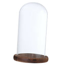 Glass Landscape Flower LED Light Ornament Cover Dome Display Stand _Brown D