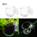 2x Aquarium Plant Holder Fish Tank Glass Plants Pot with Suction Cup Aquatic Cup