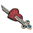 Arrow Through Heart Beaded Patch Sewing on Patch Rhinestone Beading Applique TE