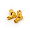 2Pcs RP-SMA Male To RP-SMA Female Male Pin Right Angle RF Connector Adapter MO