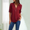 Autumn Zipper Solid Women Tops Long Sleeves Loose T-shirt (Wine Red XL) A#S