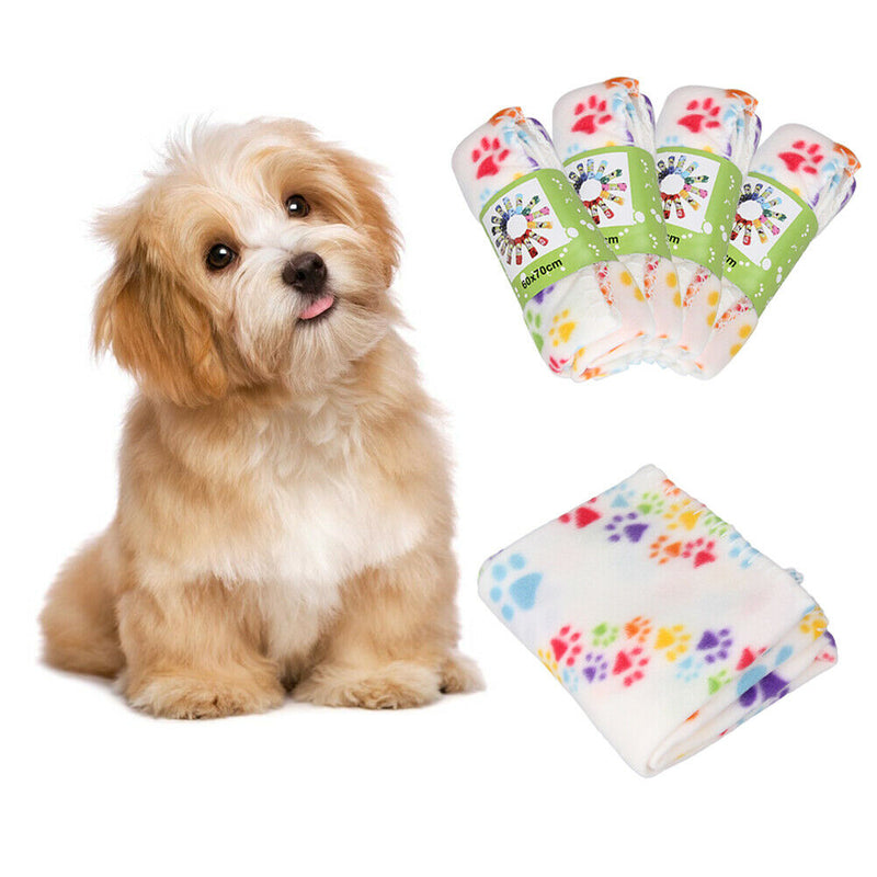 HOT Soft Cozy Paw Prints Handcrafted Puppy Pet Dog Cat Fleece Bed Blanket Tools