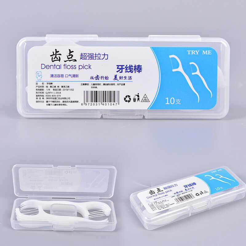 10Pcs/box Dental Floss Flosser Picks Teeth Toothpick Stick Tooth Clean Oral C Nw