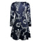 Christmas Floral Long Sleeve A-line Dress O-neck Retro Women Dresses (S)