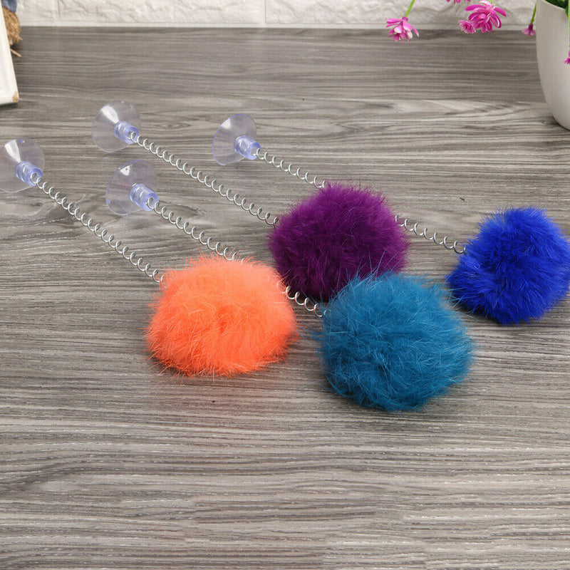5pcs/set Bell Plush Ball Spring Cat Scratch Toys Pet  Training Sucker Toys