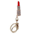 Fashion Cute Alloy Crystal Lipstick Keychain Red D3I5