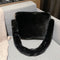 Women Plush Messenger Bag Big Capacity Fluffy Shoulder Handbags (Black)