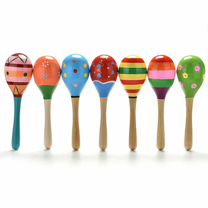 Wooden Maraca Wood Rattles Kids Percussion Musical Hand Shaker-Toys Instrum X8J5