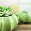 Round Green Ceramic Flower Pot Decoration Garden Indoor Sowing Machine Cact T2B9
