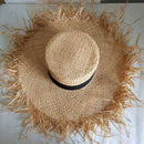 Spring Summer Floppy Raffia Beach Hat Fringed Straw Hats Wide Brim Sun Hat