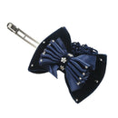 Navy Blue Velvet Bowknot Barrette Hair Clip Snood Net for Women F4G2