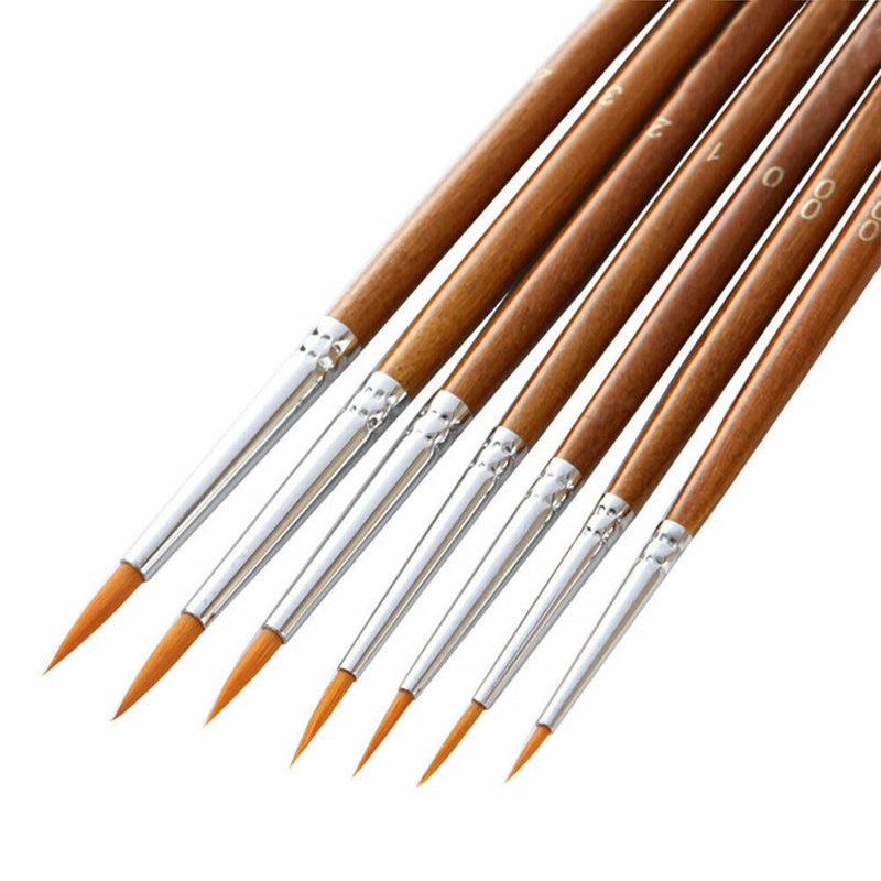 7pcs Detail Liner Paint Brush Set Students Acrylic Painting Art Supplies Gouache