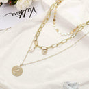 Fashion Women Multilayer Chain Lock Heart Pendant Portrait Necklac Circle C O2Y1