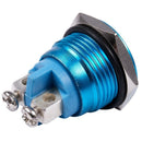 16mm Flush Mounted Momentary SPST Blue Stainless Steel Round Push Button Sw Q5X7