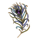 Diamond-boarded  Alloy Crystal Peacock Feathers Brooch 63*107mm A