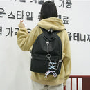 Fashion big capacity shopping bag laptop backpack rucksack canvas bags stud W9U7