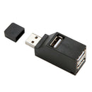 3 Port USB2.0 Hub High Speed Splitter Plug and Play Bus Adapter Extender Black