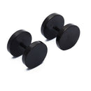 1 Pair of Men's Barbell Stainless Steel Ear Studs Earrings Black 10mm G5B7