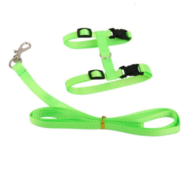 Pet Cat Kitten Adjustable Harness Collar Leash Walking Safety Strap Green