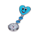 Blue Heart Quartz Movement Clip Nurse Brooch Fob Tunic Watch Smile Face