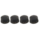 4-Piece Black Acrylic + Plastic Top Hat Guitar Speed Bell Knob Volume Tone