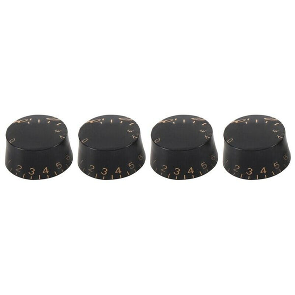 4-Piece Black Acrylic + Plastic Top Hat Guitar Speed Bell Knob Volume Tone