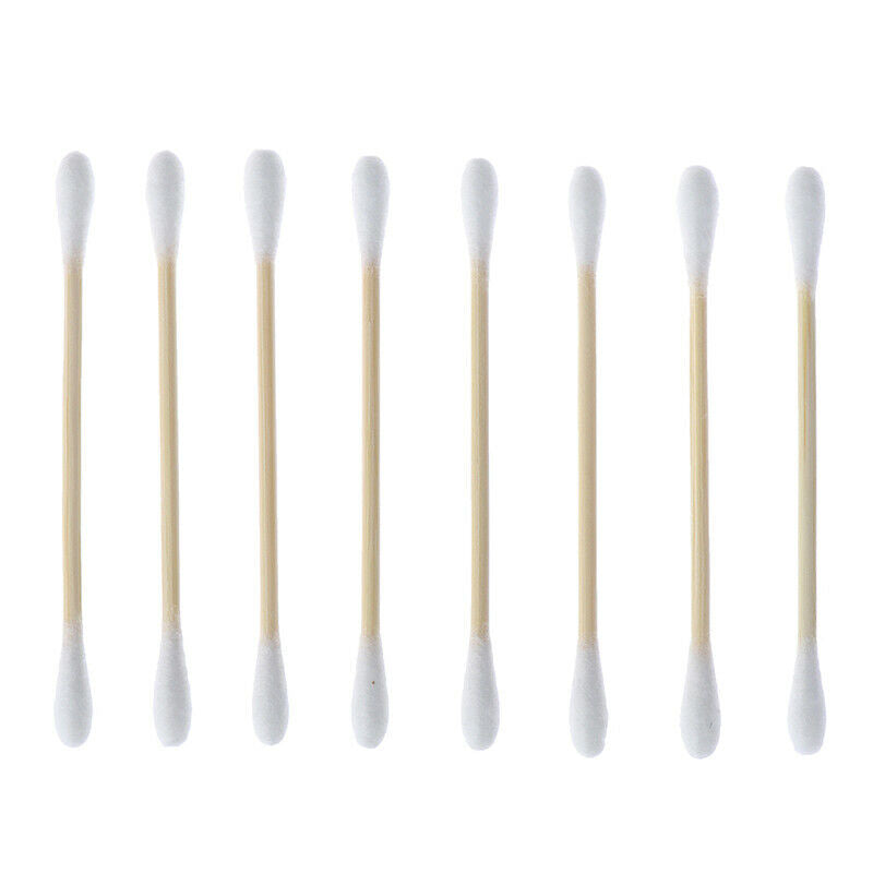 200pcs Double Head Bamboo Cotton Swab Cleaning Makeup Buds Wood Sticks S  Ew