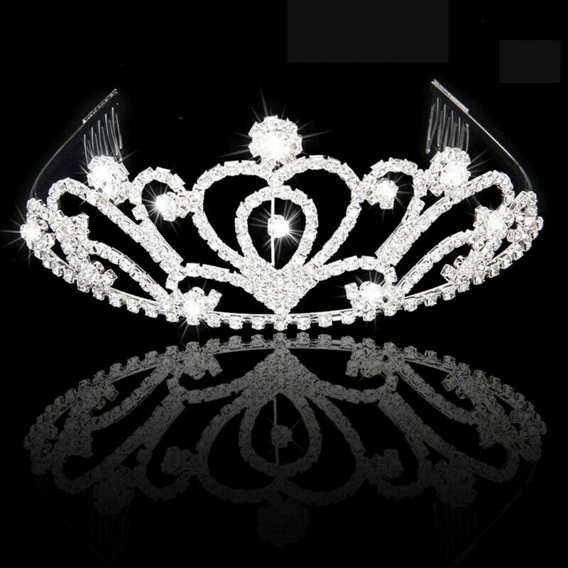 Fashion Wedding Party Bride Crown Rhinestones Headband with Comb Tiara Whit X2J4