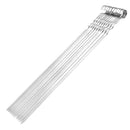10Pcs Stainless Steel Flat Grilling Bbq Meat Skewers Sticks With Storage Po