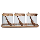 Creative Transparent Glass Kitchen Spice Jar Three-Piece Seasoning Storage