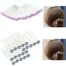 20X Women Wedding Gift Blue Crystal Rhinestone Flower Hairpin Clip Headwear BBJ