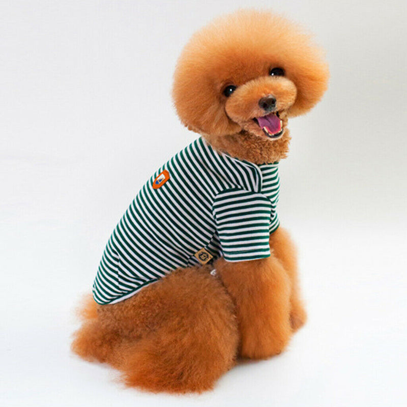 2Pieces Summer Pet Dog T-shirt Puppy Teddy Stripped