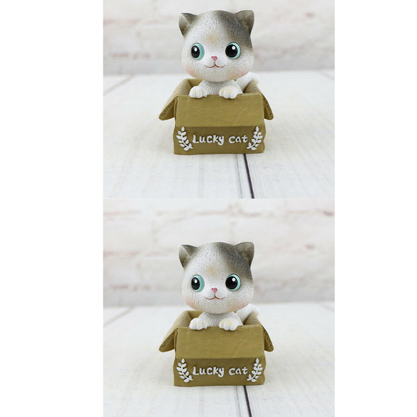 2Pcs Lovely Shaking Head Cat Nodding Ornament Car Home Office Decoration