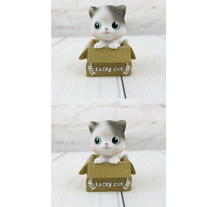 2Pcs Lovely Shaking Head Cat Nodding Ornament Car Home Office Decoration