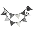 12 Flags 3.2m Black White Cotton Party Wedding Pennant Bunting Banner Decor