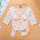 2pcs Newborn Photography Props Girls Lace Rompers Headband (Shell Pink) A