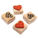 4pcs DIY Love Heart Flowers Diary Scrapbook Decoration Wooden Rubber Stamp