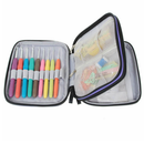 Double-deck Knitting Needles Crochet Hooks Case Zipper Storage Bag Purple