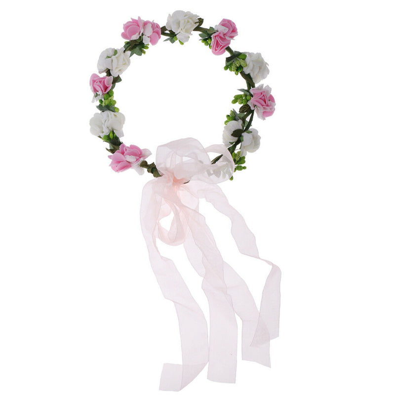 Wreath Flower Artificial Flowers Hair Band Floral Bridal Wedding Hairband