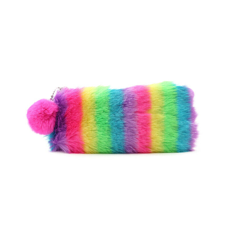 1 Pc Cute Plush School Pencil Case Rainbow Pencilcase For Girls Large Big P W1Z9